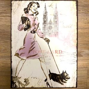 Paris dog wall art postcard